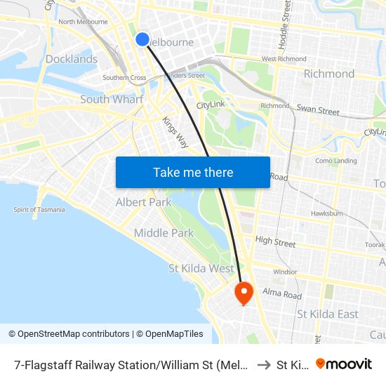 7-Flagstaff Railway Station/William St (Melbourne City) to St Kilda map