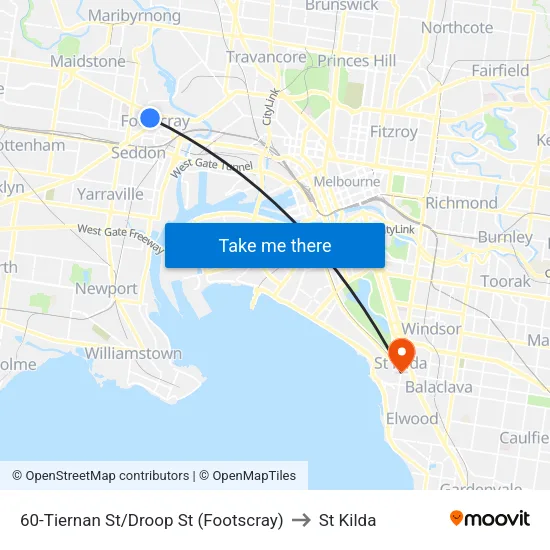 Tiernan St/Droop St #60 to St Kilda map