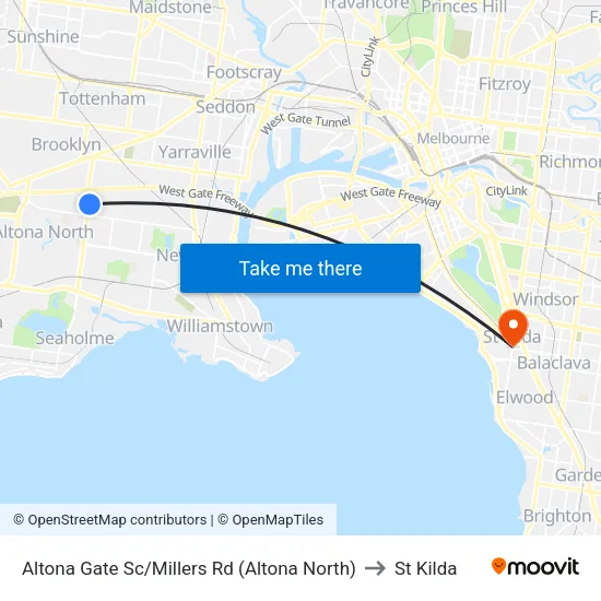 Altona Gate Sc/Millers Rd to St Kilda map