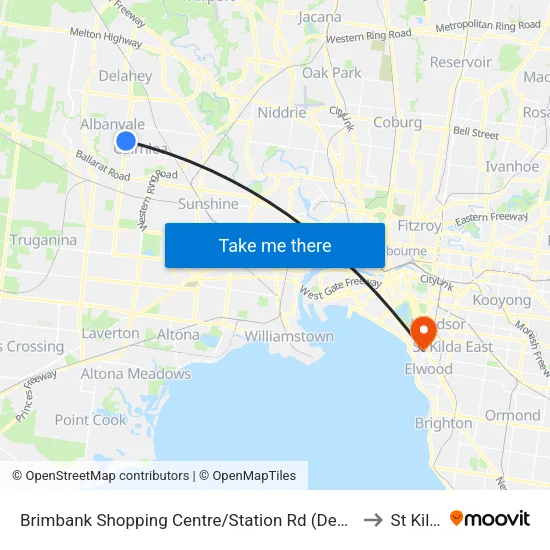 Brimbank Shopping Centre/Station Rd to St Kilda map