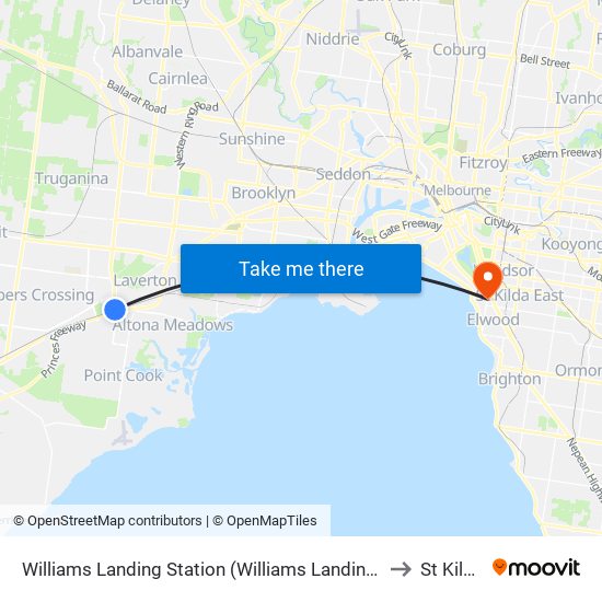 Williams Landing Station (Williams Landing) to St Kilda map