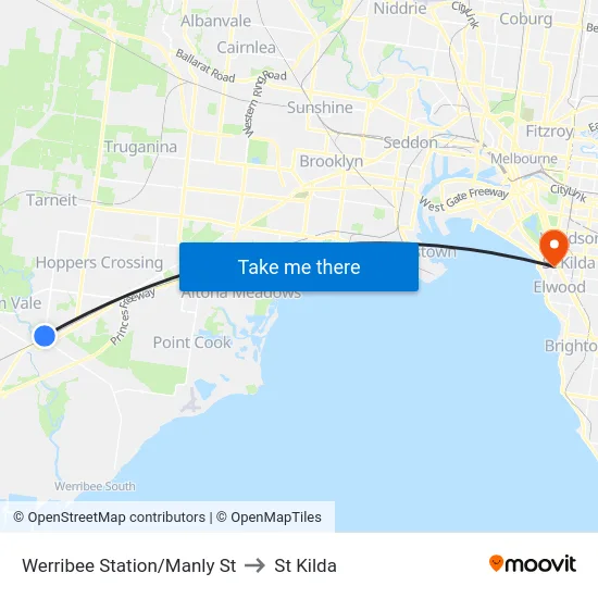 Werribee Station/Manly St to St Kilda map