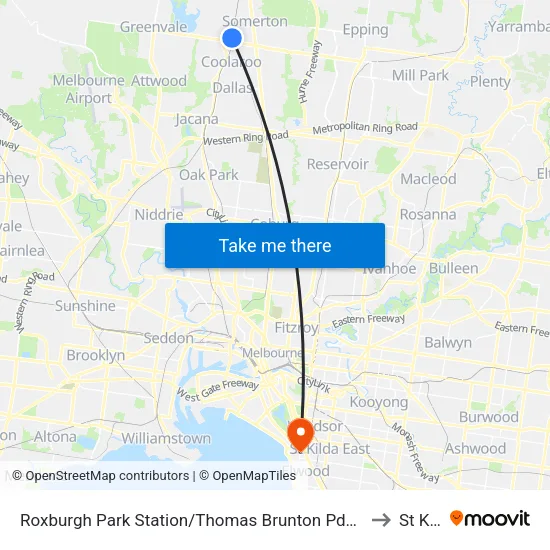 Roxburgh Park Station/Thomas Brunton Pde to St Kilda map