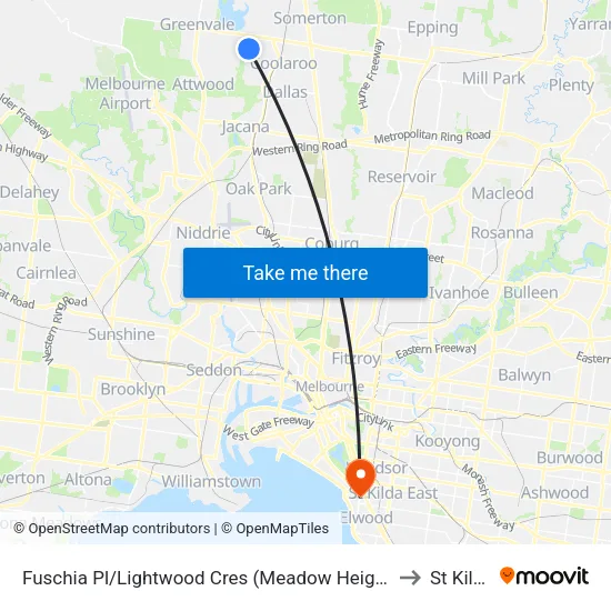 Fuschia Pl/Lightwood Cres to St Kilda map