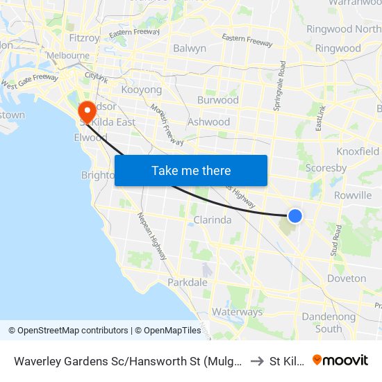 Waverley Gardens Sc/Hansworth St (Mulgrave) to St Kilda map