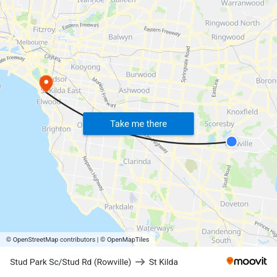 Stud Park Sc/Stud Rd to St Kilda map