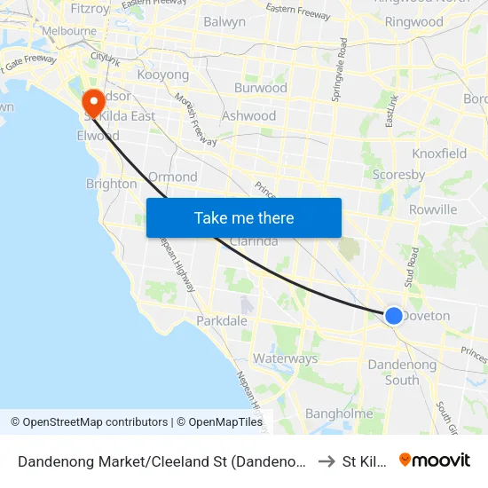 Dandenong Market/Cleeland St to St Kilda map