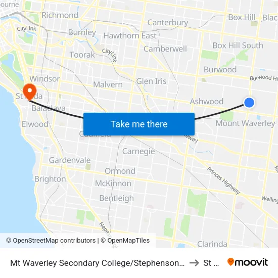 Mt Waverley Sec Col/Stephensons Rd to St Kilda map