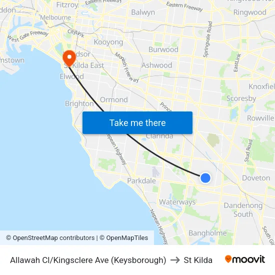 Allawah Cl/Kingsclere Ave to St Kilda map