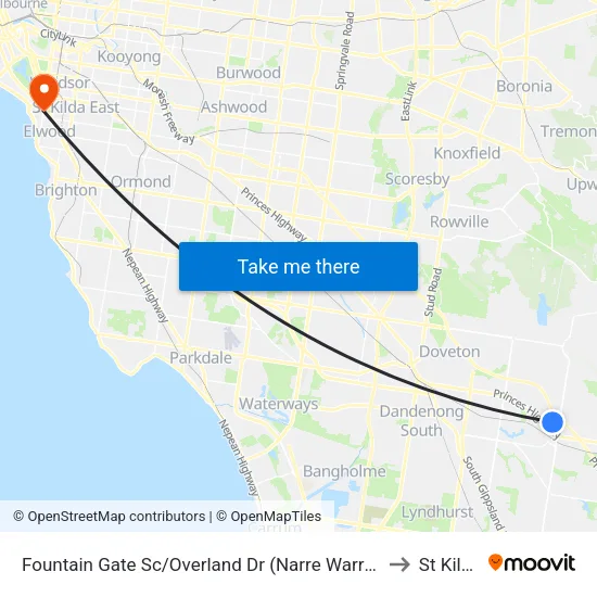 Fountain Gate Sc/Overland Dr to St Kilda map