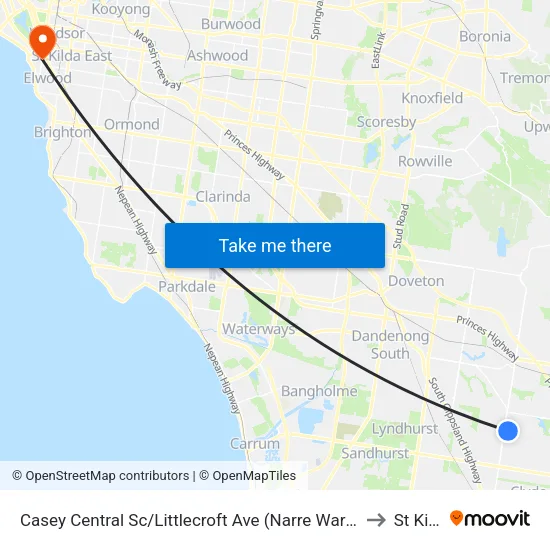 Casey Central Sc/Littlecroft Ave to St Kilda map
