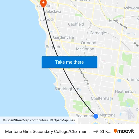 Mentone Girls Secondary College/Charman Rd to St Kilda map