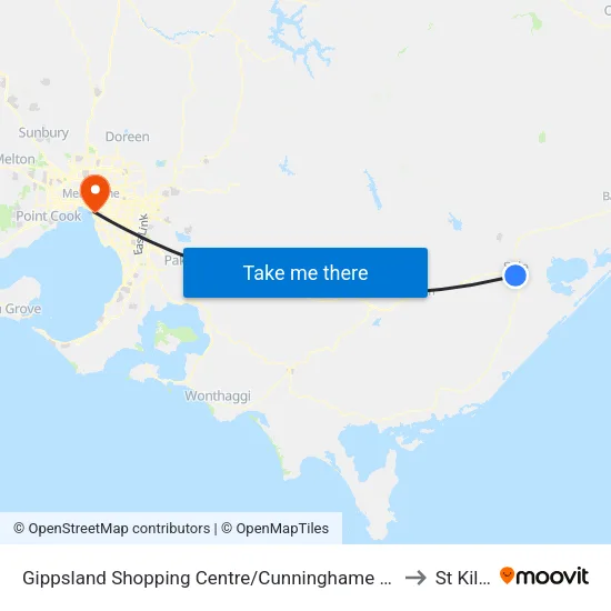 Gippsland Shopping Centre/Cunninghame St to St Kilda map