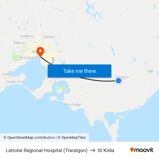 Latrobe Regional Hospital to St Kilda map