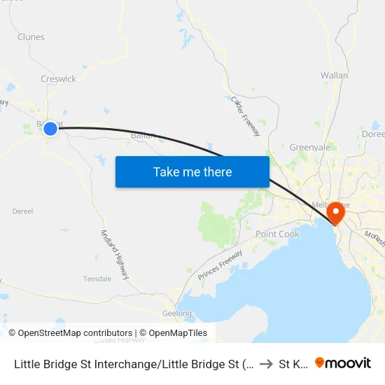 Little Bridge St Interchange/Little Bridge St to St Kilda map