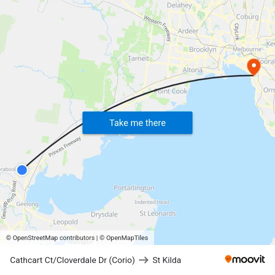 Cathcart Ct/Cloverdale Dr to St Kilda map