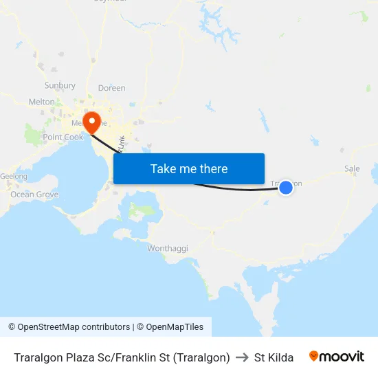Traralgon Plaza Sc/Franklin St to St Kilda map