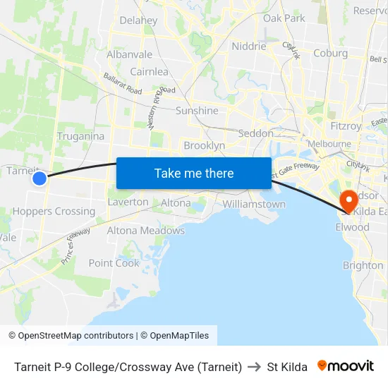 Tarneit P-9 College/Crossway Ave to St Kilda map