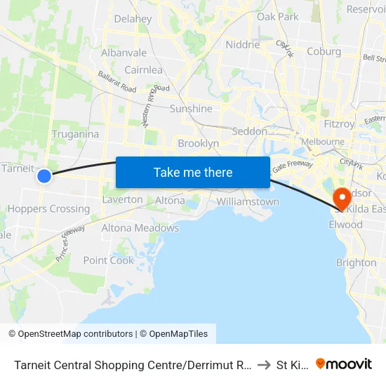 Tarneit Central Shopping Centre/Derrimut Rd to St Kilda map