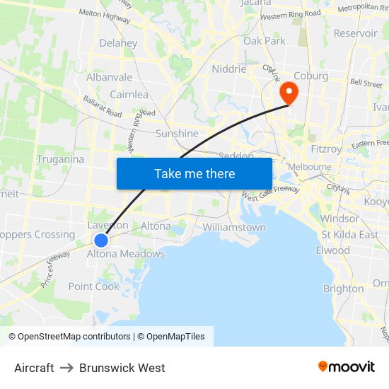 Aircraft to Brunswick West map