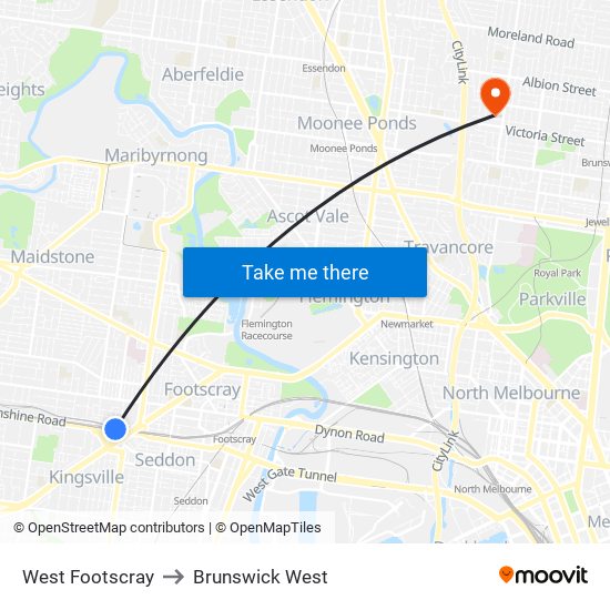 West Footscray to Brunswick West map