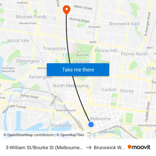 William St/Bourke St #3 to Brunswick West map