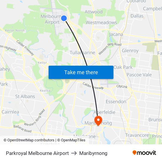 Parkroyal Melbourne Airport to Maribyrnong map