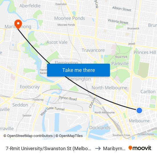 7-Rmit University/Swanston St (Melbourne City) to Maribyrnong map