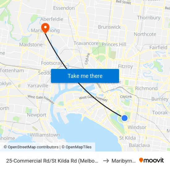 Commercial Rd/St Kilda Rd #25 to Maribyrnong map