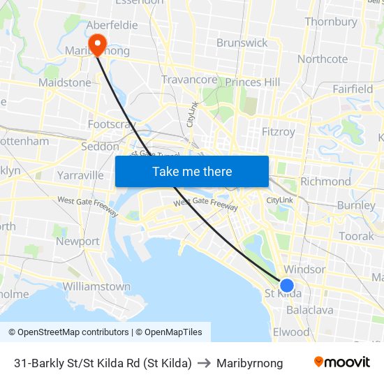 31-Barkly St/St Kilda Rd (St Kilda) to Maribyrnong map