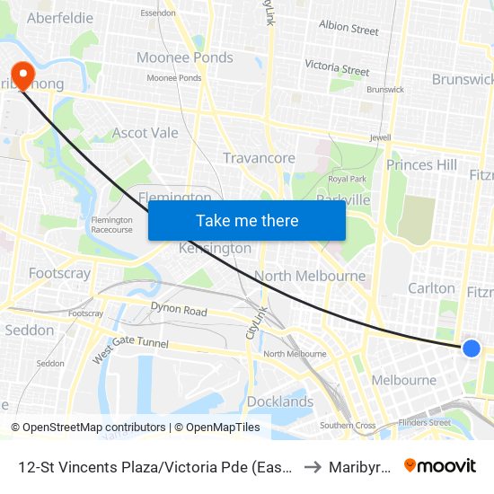 12-St Vincents Plaza/Victoria Pde (East Melbourne) to Maribyrnong map