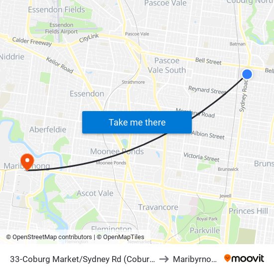 33-Coburg Market/Sydney Rd (Coburg) to Maribyrnong map