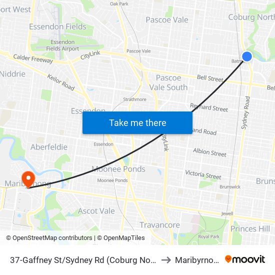 37-Gaffney St/Sydney Rd (Coburg North) to Maribyrnong map