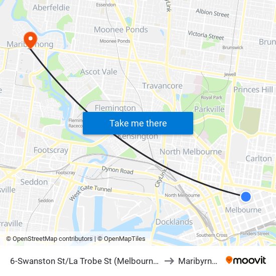 6-Swanston St/La Trobe St (Melbourne City) to Maribyrnong map