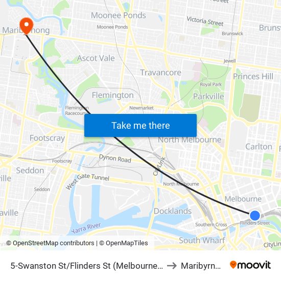 5-Swanston St/Flinders St (Melbourne City) to Maribyrnong map