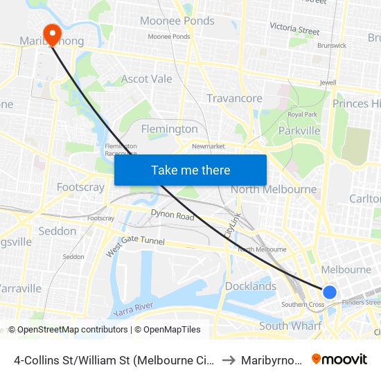 4-Collins St/William St (Melbourne City) to Maribyrnong map