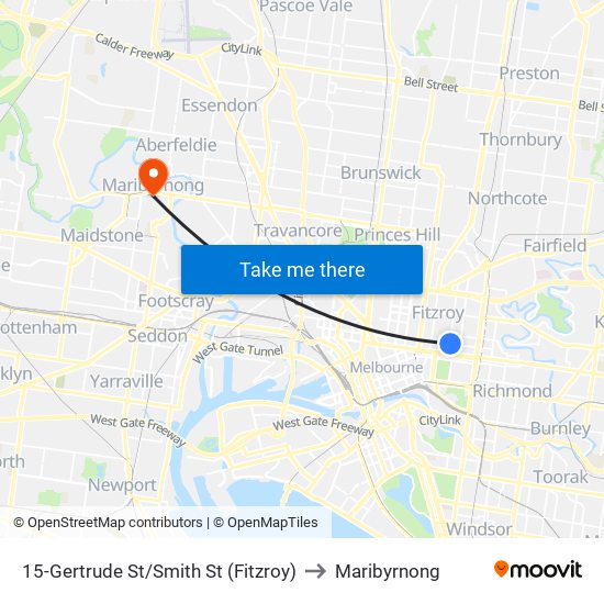 15-Gertrude St/Smith St (Fitzroy) to Maribyrnong map