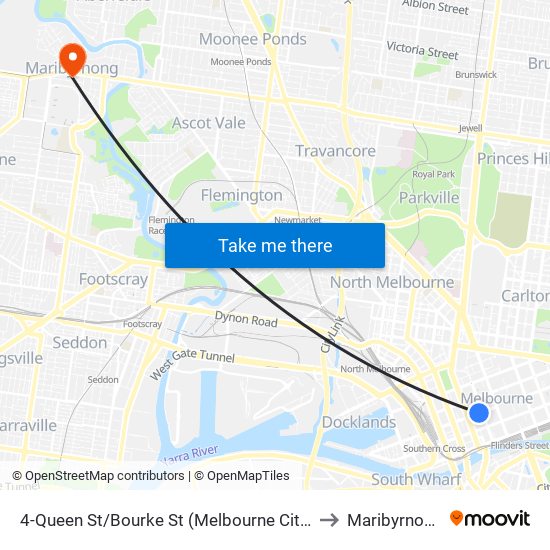 4-Queen St/Bourke St (Melbourne City) to Maribyrnong map