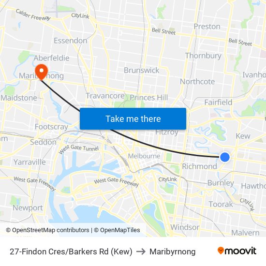 27-Findon Cres/Barkers Rd (Kew) to Maribyrnong map