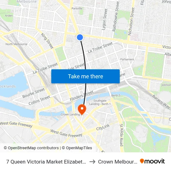 7 Queen Victoria Market Elizabeth St to Crown Melbourne map