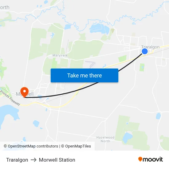Traralgon to Morwell Station map