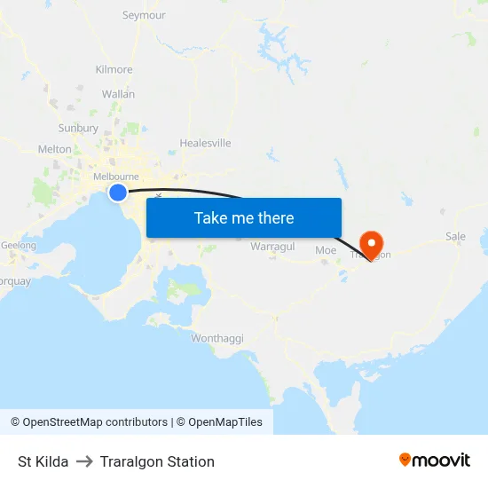 St Kilda to Traralgon Station map