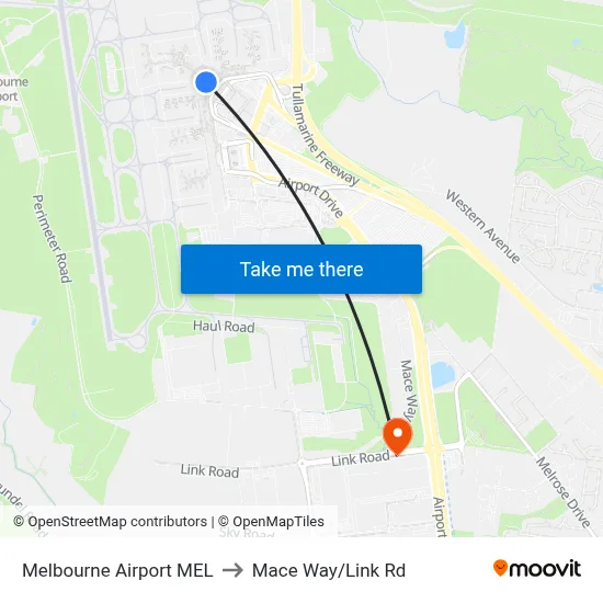 Melbourne Airport MEL to Mace Way/Link Rd map