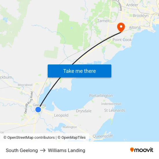 South Geelong to Williams Landing map