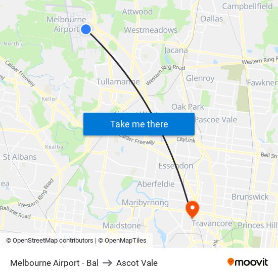 Melbourne Airport - Bal to Ascot Vale map