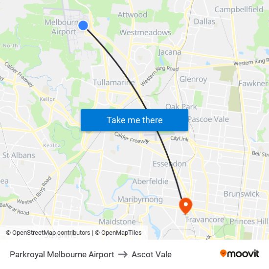 Parkroyal Melbourne Airport to Ascot Vale map