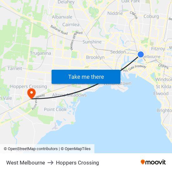 West Melbourne to Hoppers Crossing map