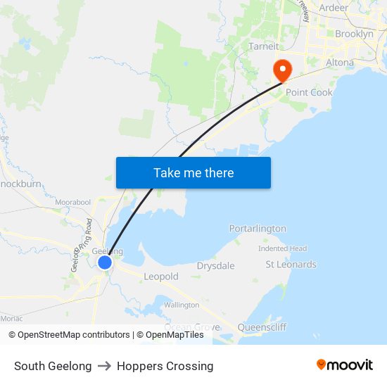 South Geelong to Hoppers Crossing map