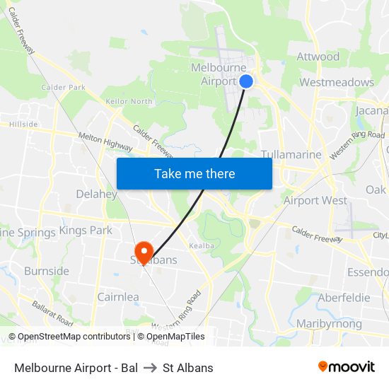 Melbourne Airport - Bal to St Albans map