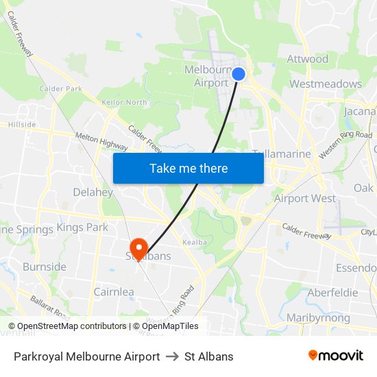Parkroyal Melbourne Airport to St Albans map